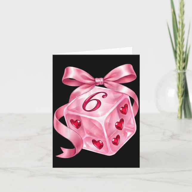 Carte Coquette Nk Dice Bow Hearts 6 7 Preppy Valentine Y (Devant)