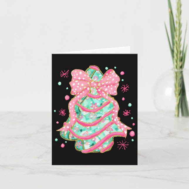 Carte Coquette Pink Bow Christmas Tree Cake Preppy Chris (Devant)