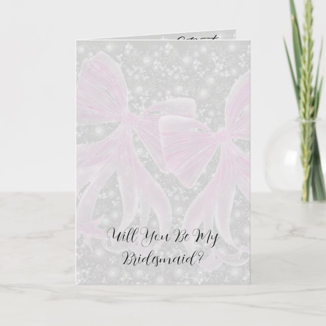 Carte Coquette Pink Sheer Bow Will You Be My Bridesmaid  (Devant)