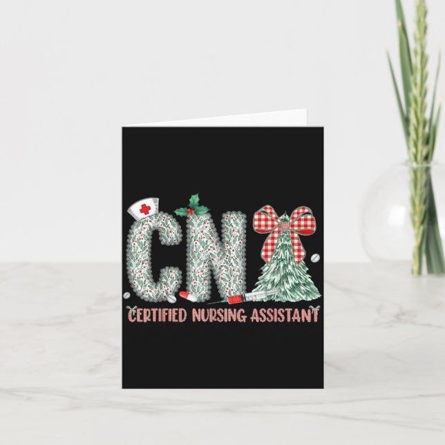 Carte Coquette Preppy Christmas Cna Nurse Christmas Tree (Devant)