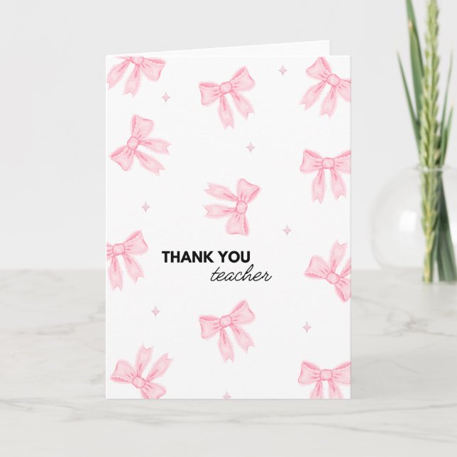 Carte Coquette professeur d'arc rose remerciement (Devant)