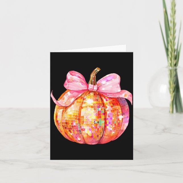 Carte Coquette Pumpkin Bow Disco Ball Cute Girly Hallowe (Devant)