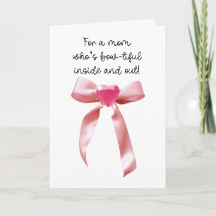 Carte Coquette rose Coeur bow Gem Maman