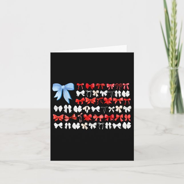 Carte Coquette Rouge Blanc Et Bleu Américain Bows Funny  (Devant)