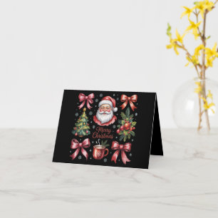 Carte Coquette Rouge Rétro Noël Cute Xmas Fêtes