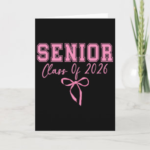 Carte Coquette Senior 2026 Cl de 2026 Arc rose Diplômé