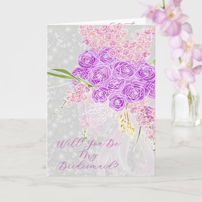 Carte Coquette Sheer Bow  Will You Be My Bridesmaid  (Orchidée)
