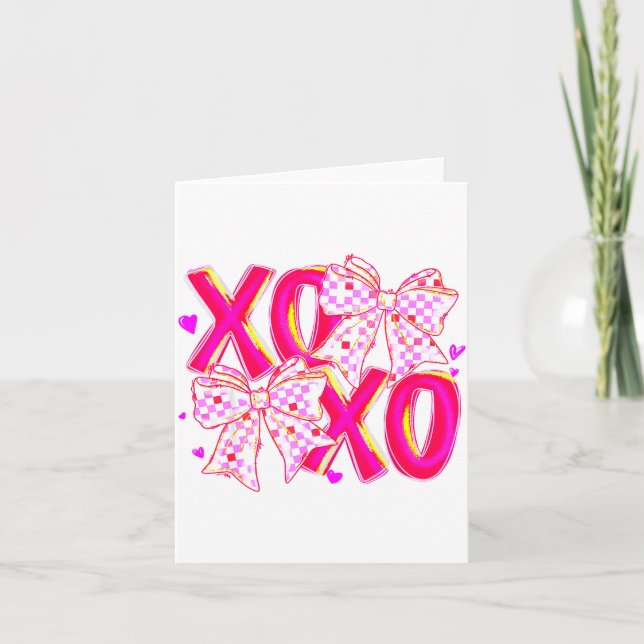Carte Coquette Valentine Xoxo Funny Valentine Bow Hearts (Devant)