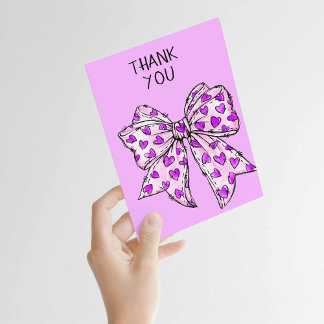 Carte Coquette Whimsical Coeur Bow Purple Toute Occasion