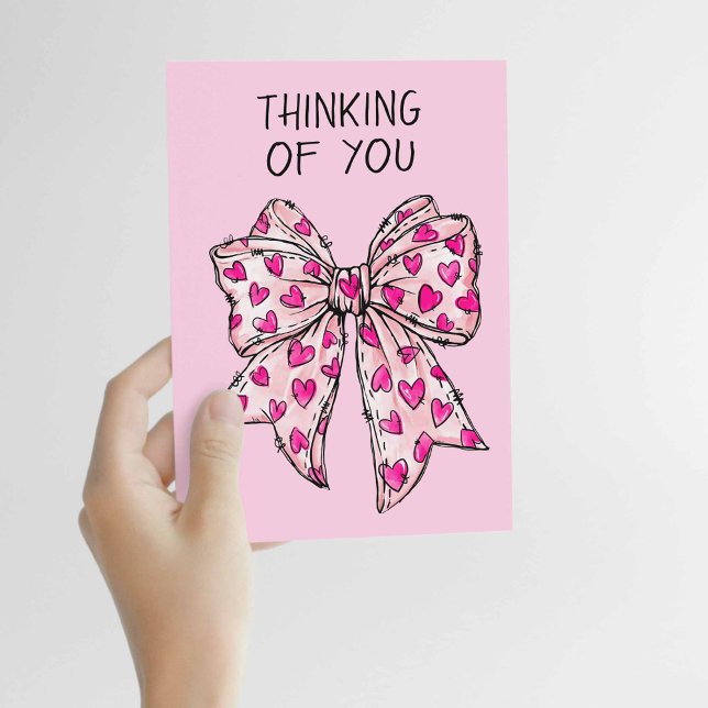 Carte Coquette Whimsical Coeur Bow Rose N'Importe Quelle (Customize for any occasion!)