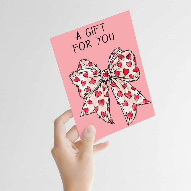 Carte Coquette Whimsical Coeur Bow Rouge N'importe quell (Customize for any occasion!)