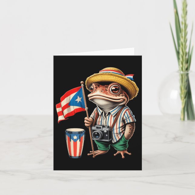 Carte Coqui Frog Porto Rico drapeau portoricain Taino Bo (Devant)