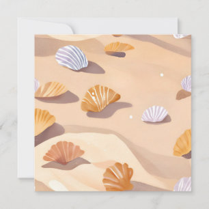 Carte Coquillages dans le Sable   Aquarelle Océan Plage
