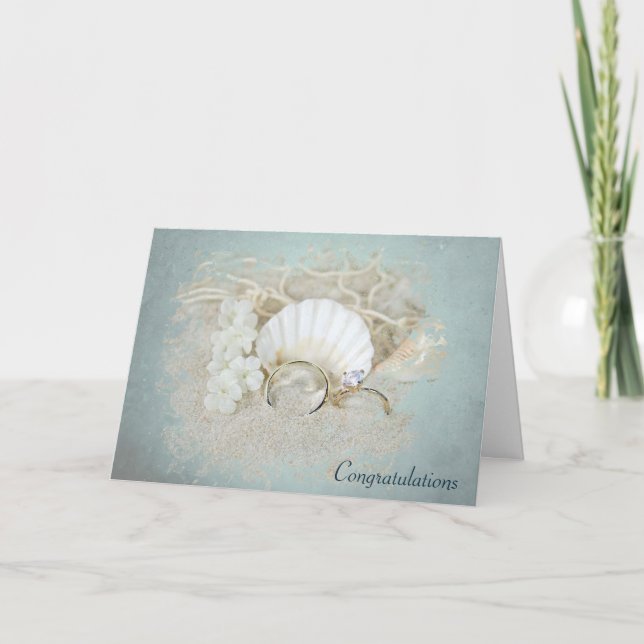 Carte Coquillages et anneaux de mariage (Devant)