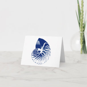 Carte Coquille de Nautilus - bleu marine et blanc