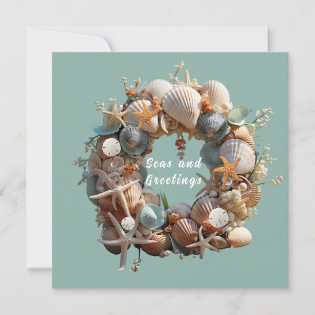 Carte Coquilles de Noël Étoiles de Mer Dollars de Sable  (Devant)