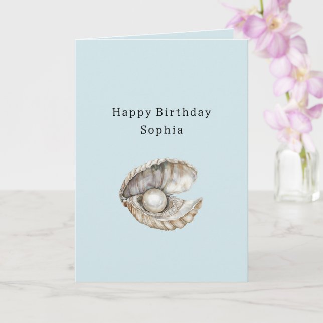 Carte Coquilles de perles Anniversaire  (Orchidée)