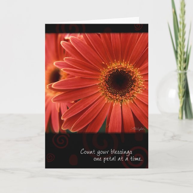 Carte Coral Gerbera with Quote, by Anna Wight (Devant)