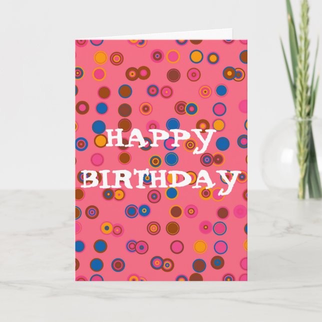 Carte Coral rose bubblegum géométrique Joyeux anniversai (Devant)