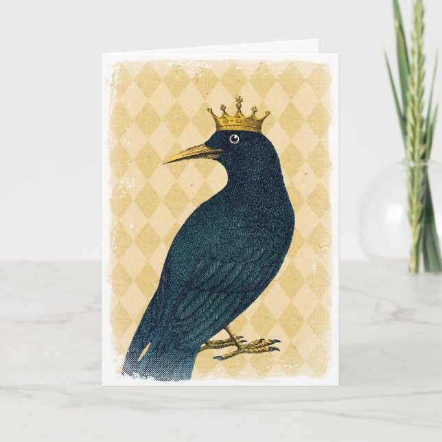 Carte Corbeau noir avec une couronne d'or (Devant)