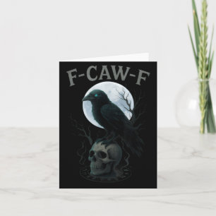 Carte Corbeau noir gothique Crâne de Lune Halloween
