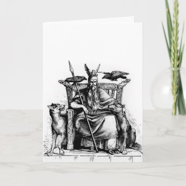 Carte Corbeaux d'Odin sur Trône de Pierre Mythologie Vik (Devant)