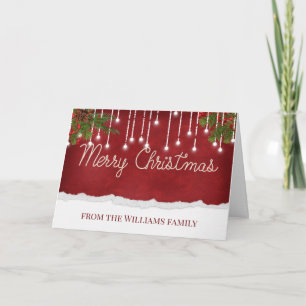 Carte Corde de texte Joyeux Noël Lumières et Pin