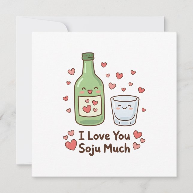 Carte Coréen Je T'aime Tellement Soju Mignon  (Devant)