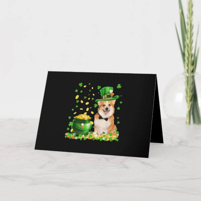 Carte Corgi Chien Heureux St. Patrick Day (Devant)