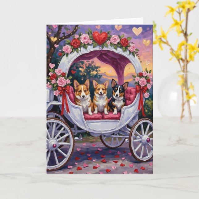 Carte Corgi Chien Saint-Valentin  (Fleur jaune)