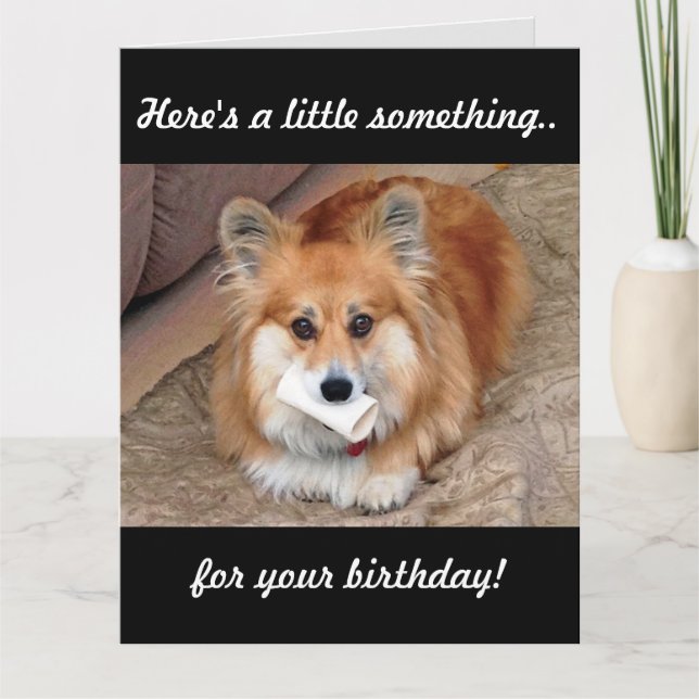 Carte Corgi d'anniversaire drôle avec os (Devant)