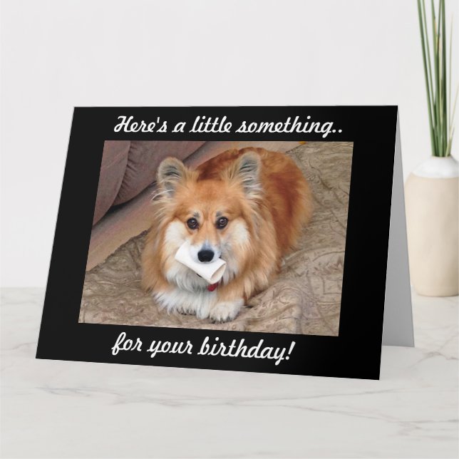 Carte Corgi d'anniversaire drôle avec os (Devant)