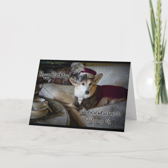 Carte Corgi de duchesse de douairière anniversaire (Devant)