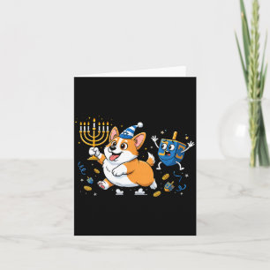 Carte Corgi Drôle Toupie de Hanoukka Menorah Enfants Fem