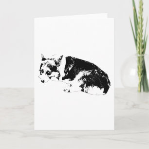 Carte Corgi encre, Mots chaleureux