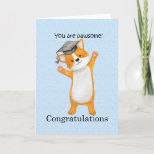 Carte Corgi félicitations graduation mignonne chienne fé