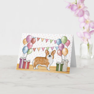 Carte Corgi gallois de Pembroke rouge Joyeux anniversair