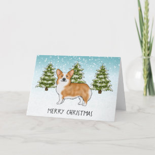Carte Corgi gallois de Pembroke rouge Noël joyeux d'hive