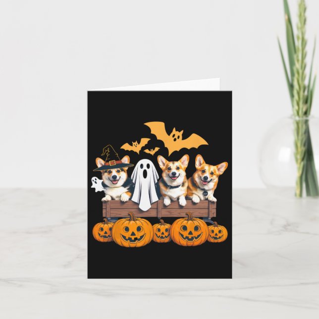 Carte Corgi Halloween Trio Funny Éffrayant Amoureux des  (Devant)