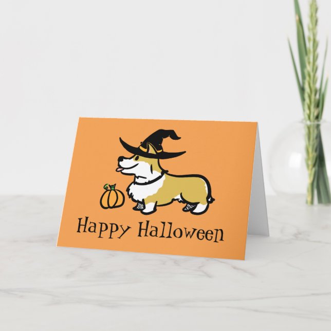 Carte Corgi Halloween- Witch (Devant)