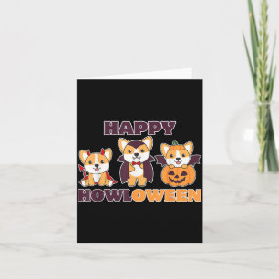 Carte Corgi Happy Howloween Citrouille Vampires Chiens