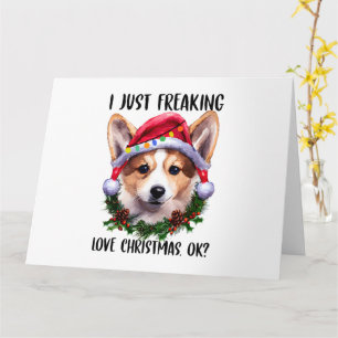 Carte Corgi j'adore juste Noël Ok Xmas