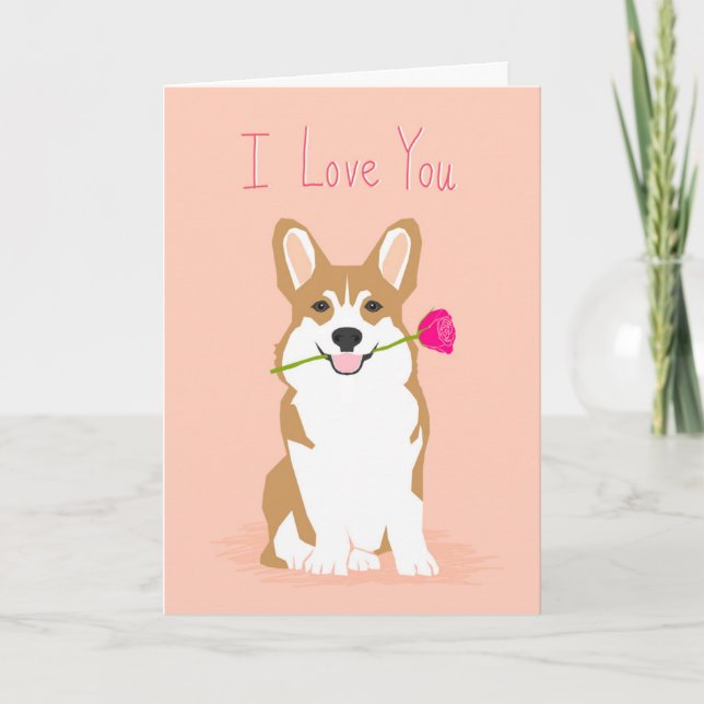 Carte Corgi Love Valentines (Devant)