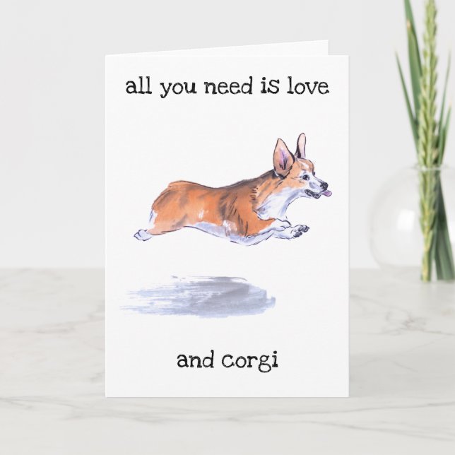 Carte Corgi peinture à la suie de vol (Devant)