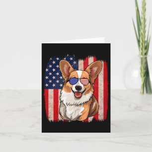 Carte Corgi Sungles Drapeau Américain Usa Patriotique 4e