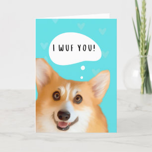 Carte Corgi Valentine's Day Card Aqua