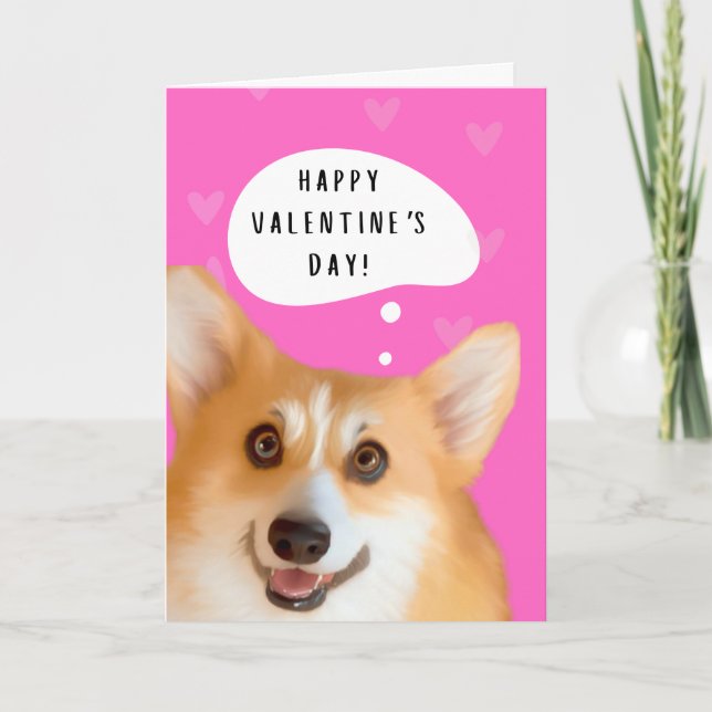 Carte Corgi Valentine's Day Card rose (Devant)