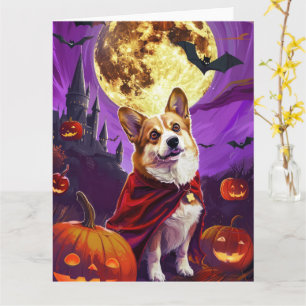 Carte Corgi Vampire Citrouilles Halloween Épouvantable
