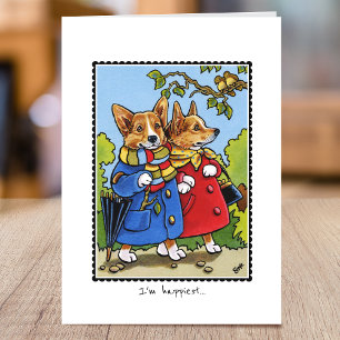 Carte Corgi Whimsical Aimer Chien personnalisé plié