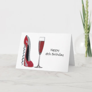 Carte Corkvis talon rouge Stiletto et verre de champagne